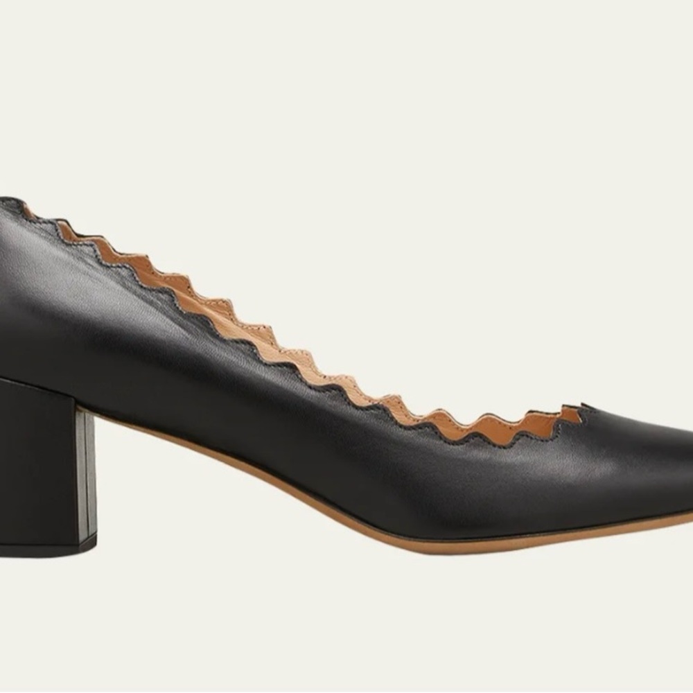 Chloe’ Lauren Scalloped Block Heal pump size 42